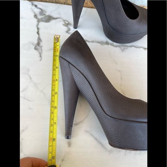 Saint Laurent Brown Ysl Aliama Lizard Embossed Suede Heels Pumps Size 39… - Picture 10 of 13